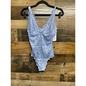 NWT Oh La La Cheri Galloon Lace Soft Teddy Brunnera Blue L/XL Lingerie Bodysuit